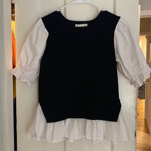 Anthropologie Layered Poplin Vest